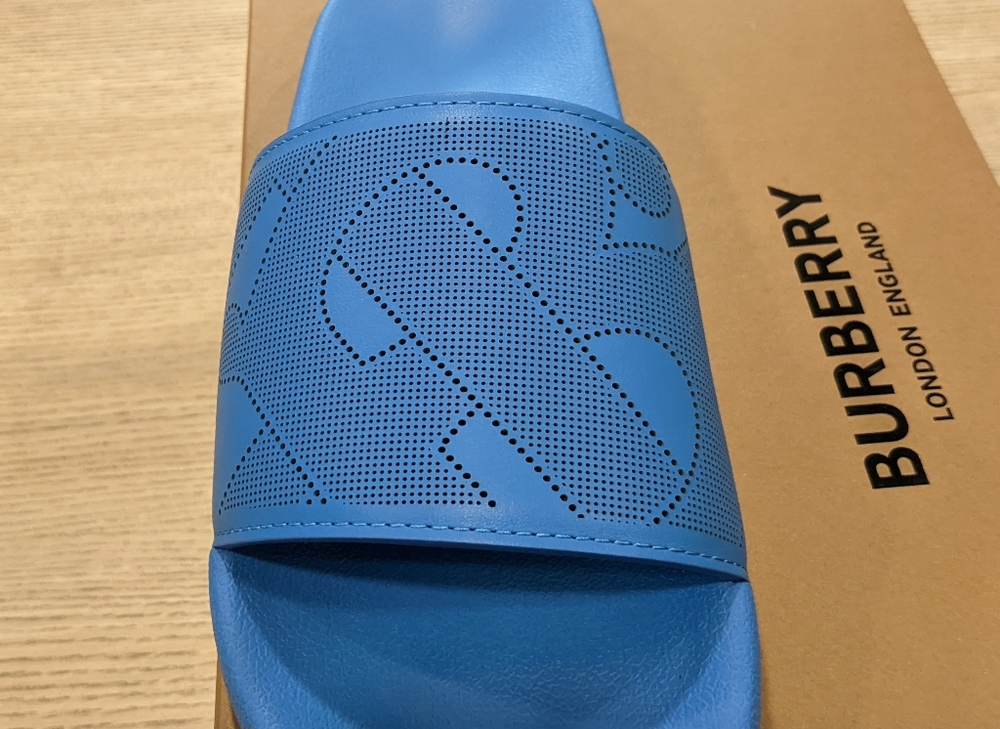 Mens Burberry "Furley" Pool Slides Sandals Royal Blue - Picture 2 of 7
